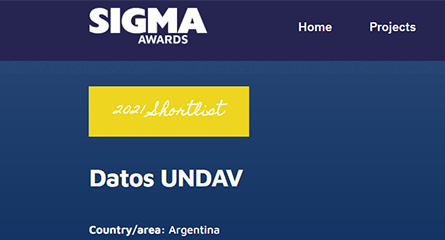 Datos UNDAV, finalista de los Sigma Awards al Periodismo de Datos